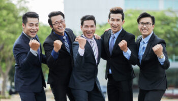 Asian Entrepreneurs Celebrating Victory